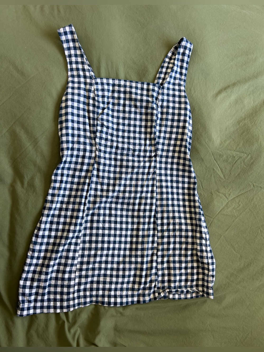 Old Navy Blue Gingham Smocked Mini Dress | Petite Medium